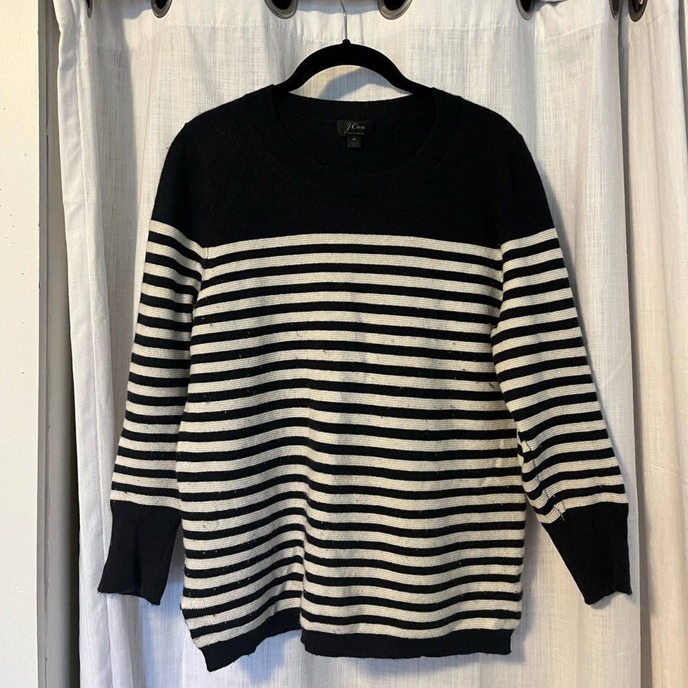 Black and white stripped j crew sweater